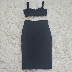 Superdown Elegant Black Pencil Skirt And Matching Top